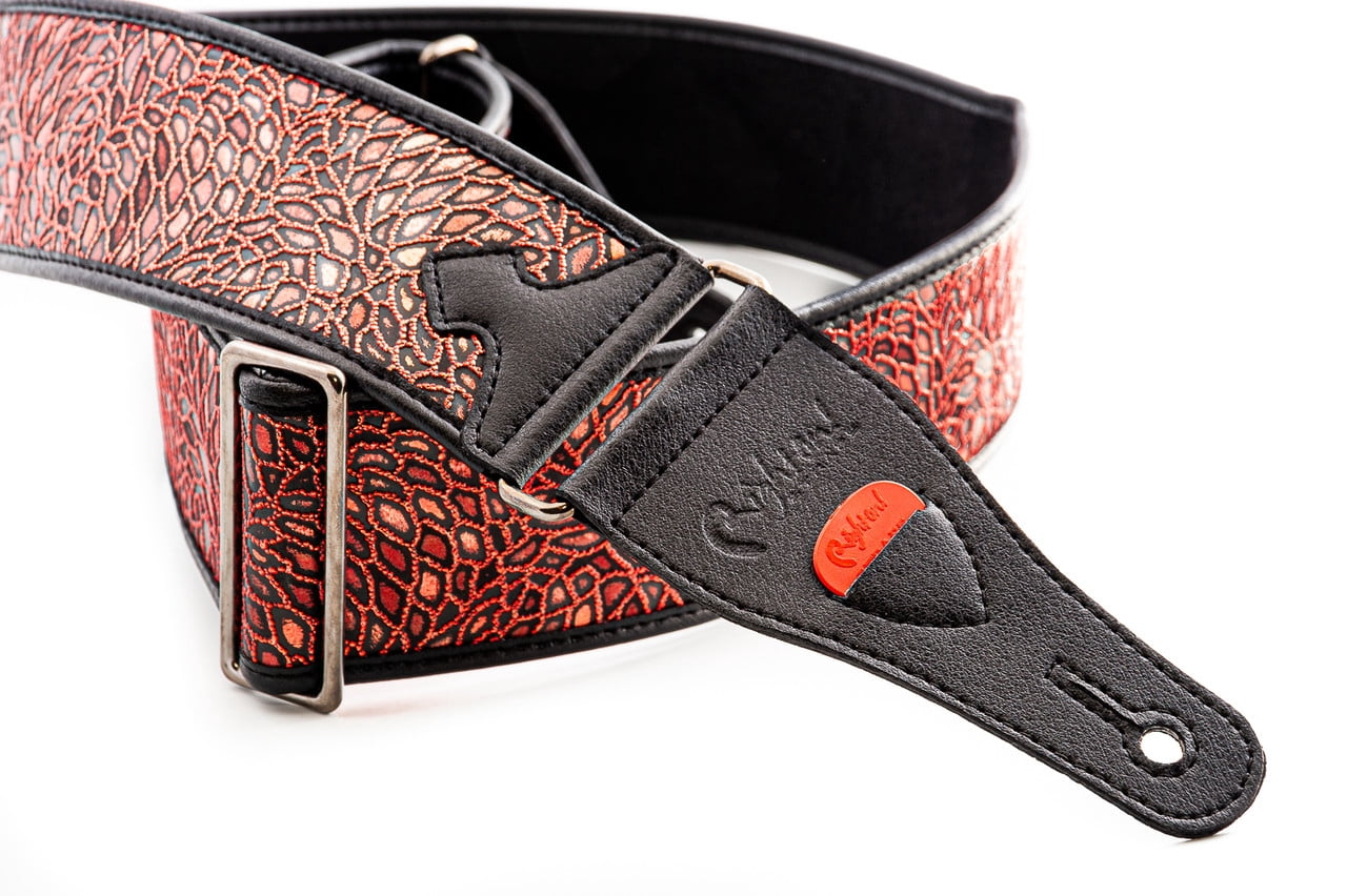 RightOn! Straps Alien Guitar Strap w/ Glittering Design - Red