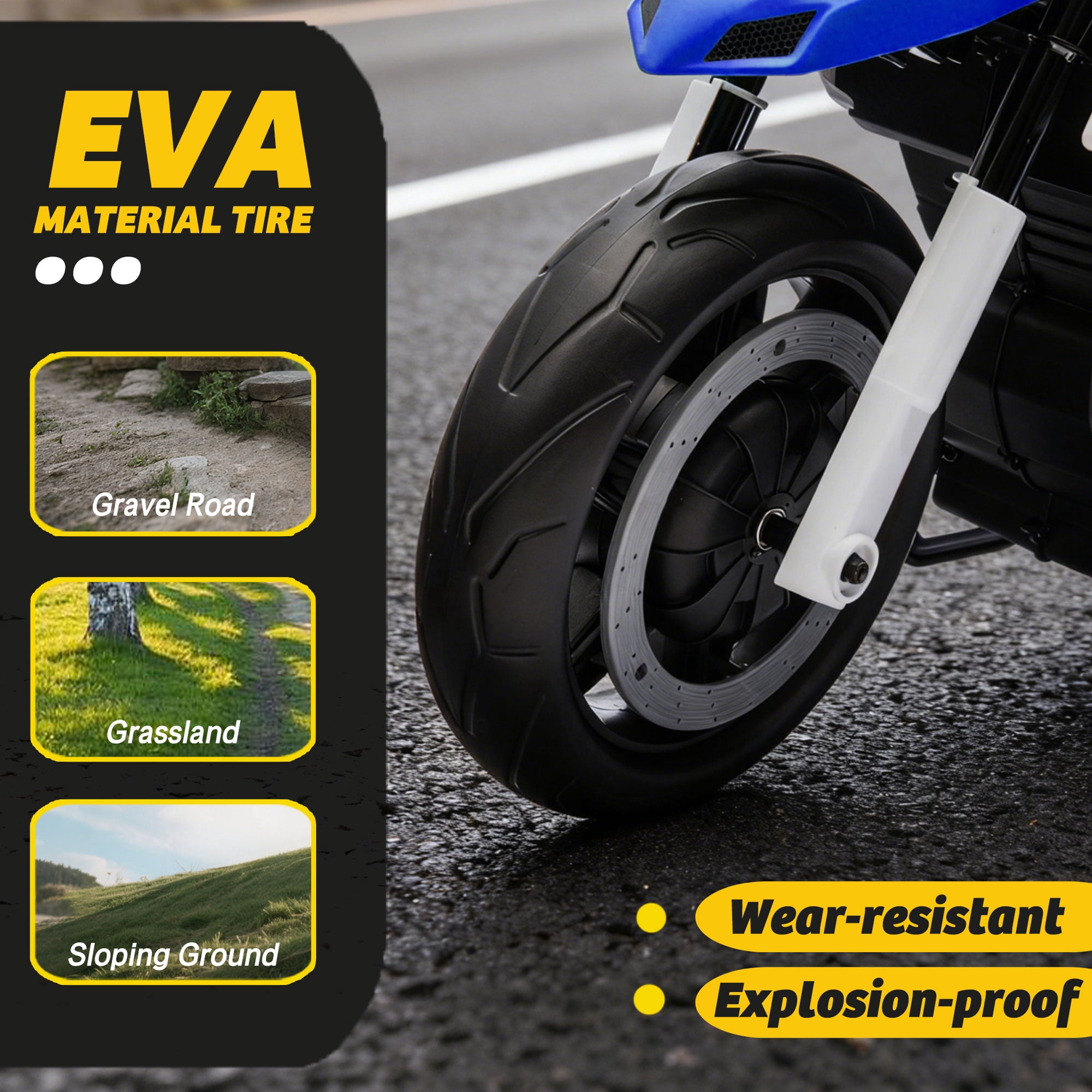 Xuanlur 24V 9AH Electric Motorbike, 9 mph & 110lb Max, 200W Ride on Motorcycle for Big Kids w/EVA Tires, LED Lights & Power Display, 2 Speed, Bluetooth, Music, Electric Motorcycle for Ages 6+, Blue