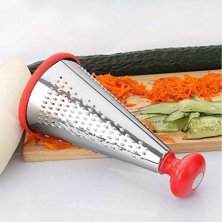 Potato Grater, 1Pc Stainless Steel Three-Sided Grater Slicer Multifunction  Potato Vegetable Slicer Practical Kitchen Gadget 9 Inches (Red + Silver) 