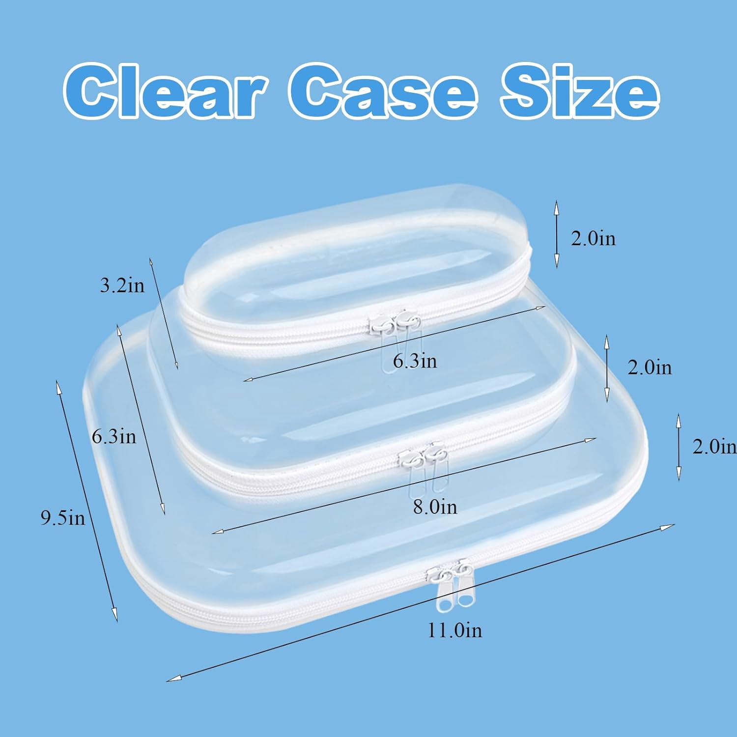 Hard Clear Zipper Case,3PCS Transparent Hard Shell Zipper Pouch,Portable Item Storage Travel Organizer Box,Home Family Intimate Apparel Storage,Learning Tool Organizer
