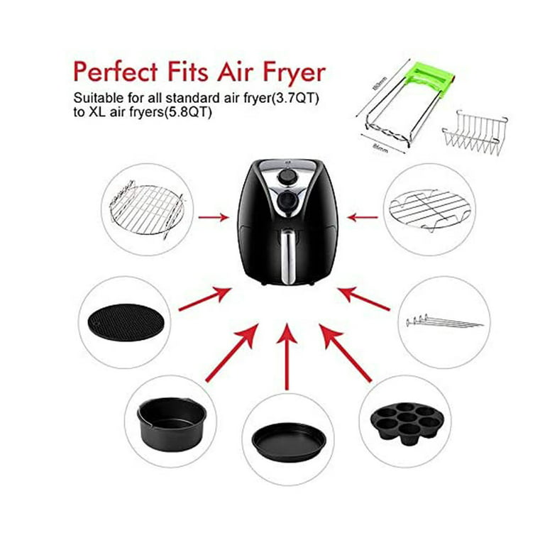 JDEFEG Air Fryer Trays for Full Size Oven Inch Grill Accessories Tool Fit  for Air Fryer Cooking Philps Kitchen 7 8Pcs Pot Air Fryers & Accessories As  Shown 