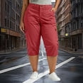 thumbnail image 3 of BUIGTTKLOP Plus Size Capri Pants for Women Casual Summer Stretch Straight Leg Cargo Capris Rolled Hem Cropped Trouser with Pockets, 3 of 8