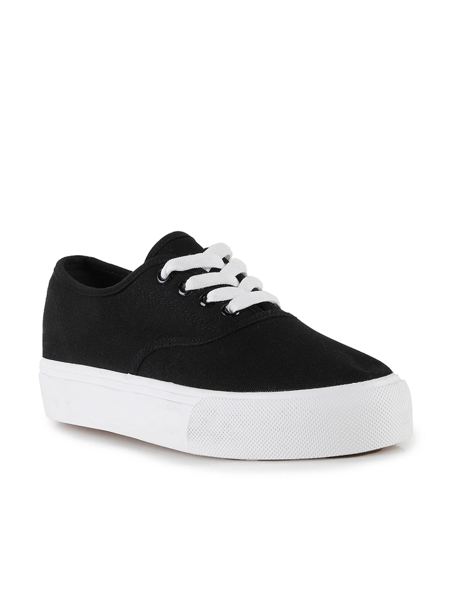 Lace Up Women's Canvas Sneakers in Black
