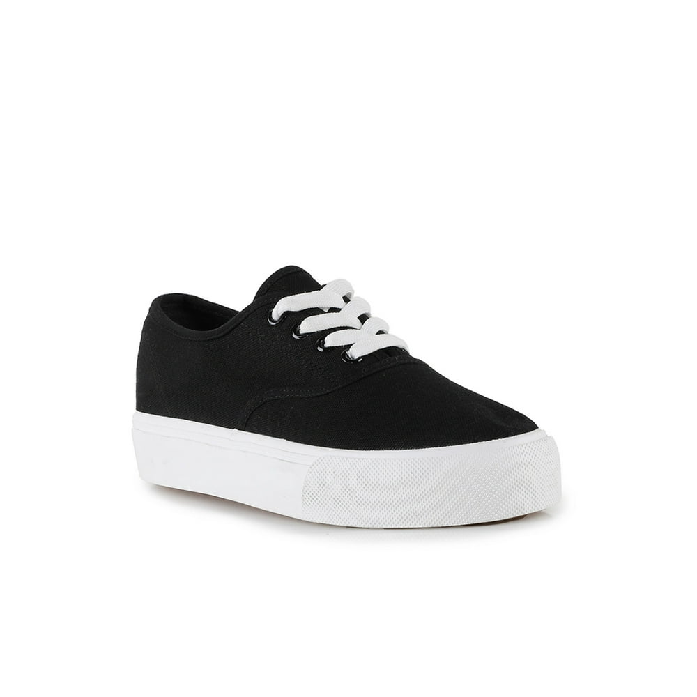Instant Lace Up Women's Canvas Sneakers in Black