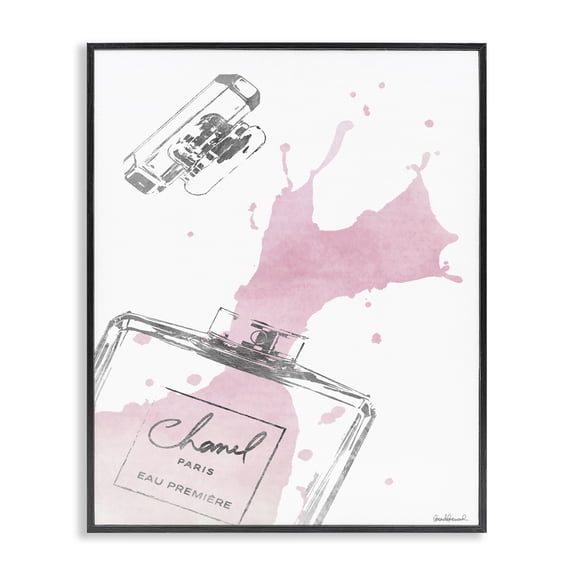Stupell Industries Art Deco Fashion Designer Perfume Silver Pink Watercolor Black Framed Giclee Art, 16 x 20, by Amanda Greenwood