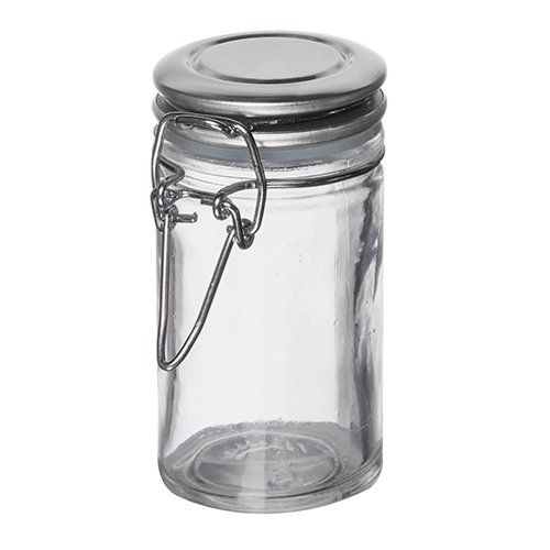 Tablecraft 10106 2 oz. Glass Condiment Jar with Stainless Steel Lid and  Bail and Trigger Closure