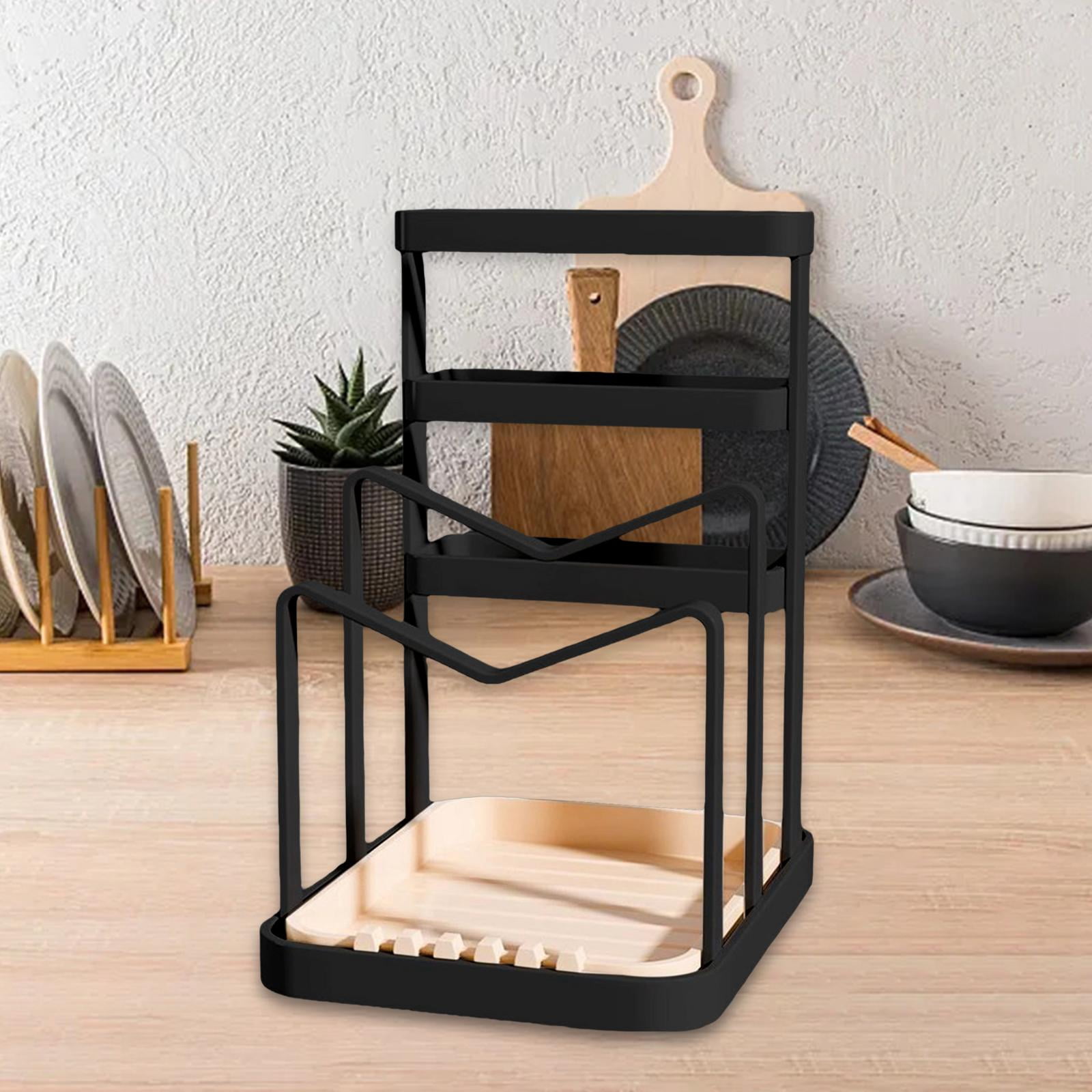 Fiocias Cutting Board Organizer Kitchen Utensils Holder Kitchen Rack,Multifunctional black