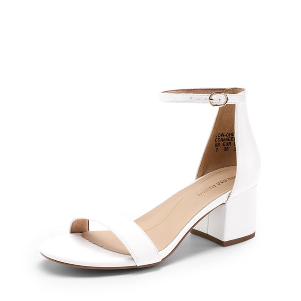 Sandalia DREAM PAIRS con Tacón Bajo y Grueso Blanca Talla 9
