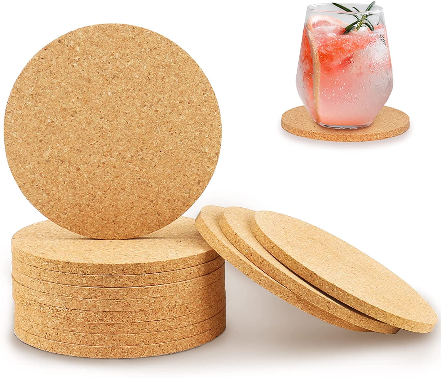 Cold Drinks Wine Glasses Cups Mugs Heat-Resistant Natural Cork Coasters 12-Piece Set for Housewarming Gifts Cork Coasters for Drinks Tabletop Protection Living Room Decor