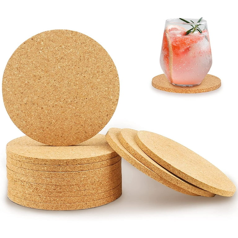 6 Pack Cork Coasters, 4 Inch Absorbent Heat Resistant Round Cork Coasters  for Kind of Mugs in Office or Home 