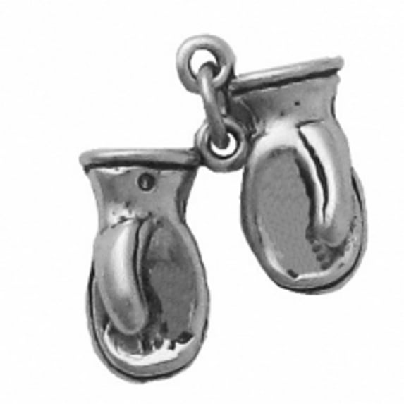 Sterling Silver 18" Unisex 1.5mm Box Chain 3D Pair Of Winter Snow Glove Mittens Pendant Necklace