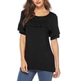 thumbnail image 3 of Hauts à Manches Courtes pour Femmes Mode Femmes Décontracté Col Rond Pulls Manches Courtes Blouse à Volants T-Shirt Hauts T-Shirt pour Femmes Hauts Décontractés pour Femmes, 3 of 6