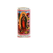Catholic Prayer Candles with Glass Jar Holders â€“ 8â€ Tall Votive Candle- Long Burning- Religious/ Spiritual Images- Best for Novena/ Candlelight Vigil/ Devotional Prayers (Guadalupe)