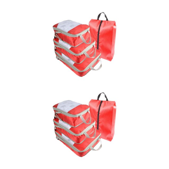 Redempat 4pack/lot Travel Compression Packing Cubes Easy To Pack Organized Travel red 2Set