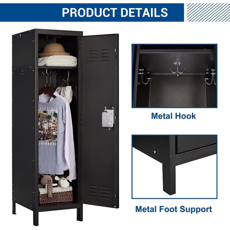 Steelcube 15 Inch Wide Steel Storage Locker Cabinet with 1 Door and Hanging Hooks & Reviews