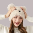 thumbnail image 2 of AJGRHE Winter Cute Knit Hat With Bear Ears Ear For Girls Cozy Warm Cold Weather Beige M, 2 of 3
