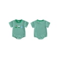 thumbnail image 2 of BemeyourBBs Newborn Baby Boy Golf Outfit Infant Baby Boys Summer Clothes Waffled Bubble Romper Golf Themed Embroidery Striped Short Sleeve Bodysuit One Piece Jumpsuit, 2 of 8