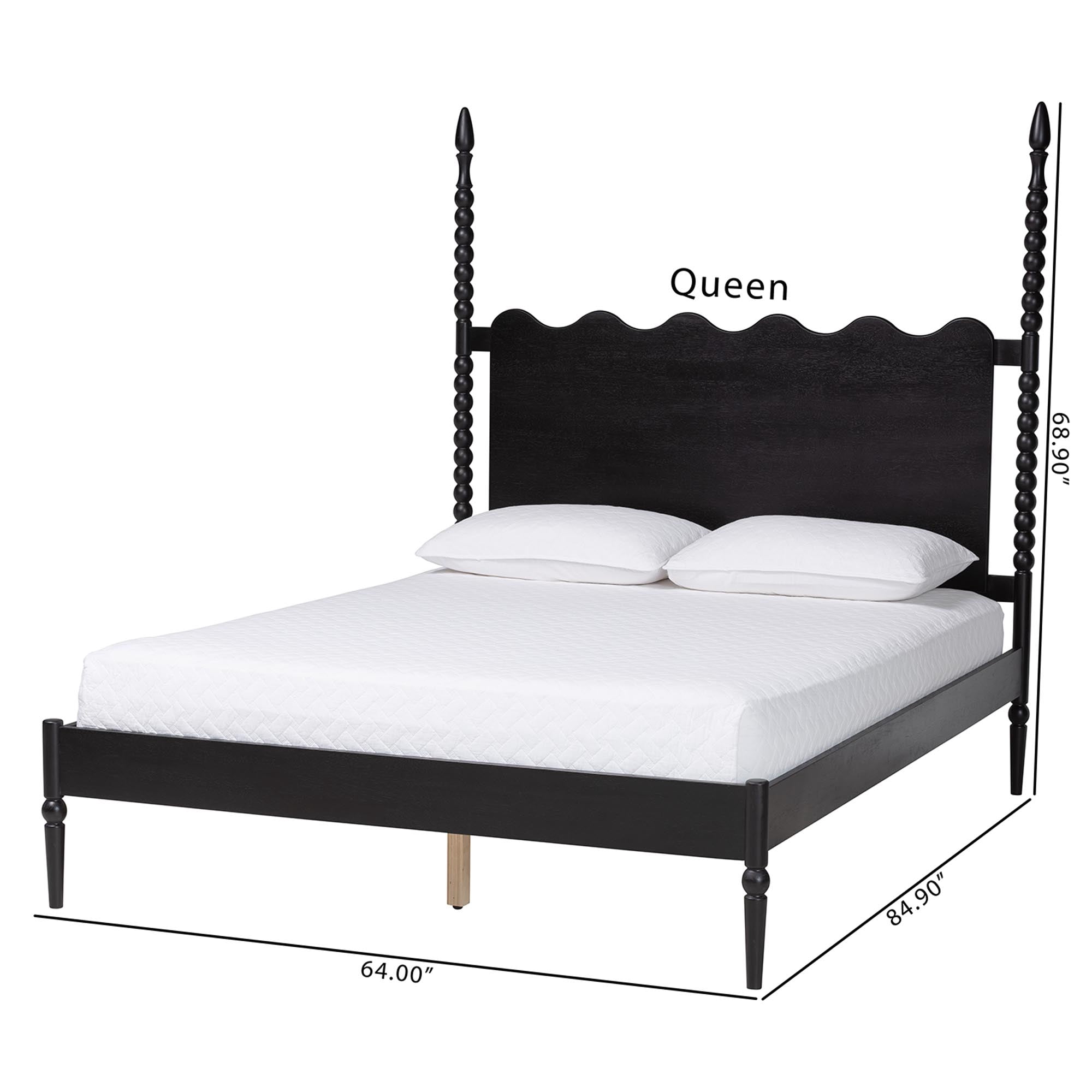 Baxton Studio Brantley Modern Farmhouse Platform Bed, King, Black