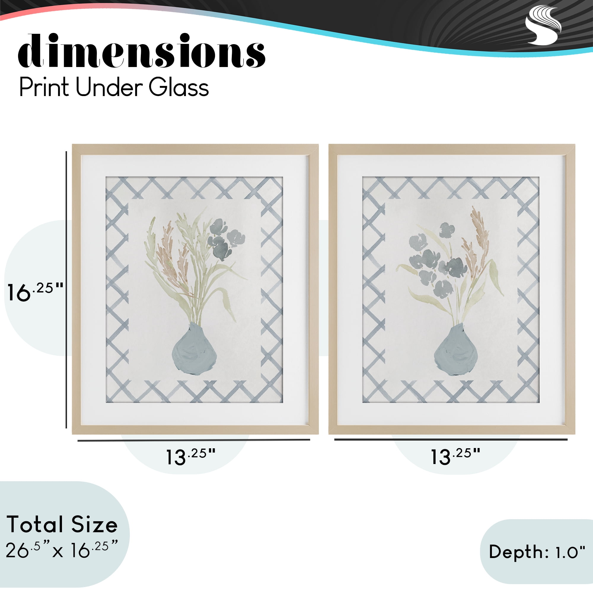 Stupell Industries Subtle Blue Anna Bouquets 2 Piece Birch Framed Print Under Glass Set, design by Lucille Price