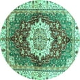 thumbnail image 1 of Ahgly Company Indoor Round Abstract Turquoise Blue Modern Area Rugs, 5' Round, 1 of 4