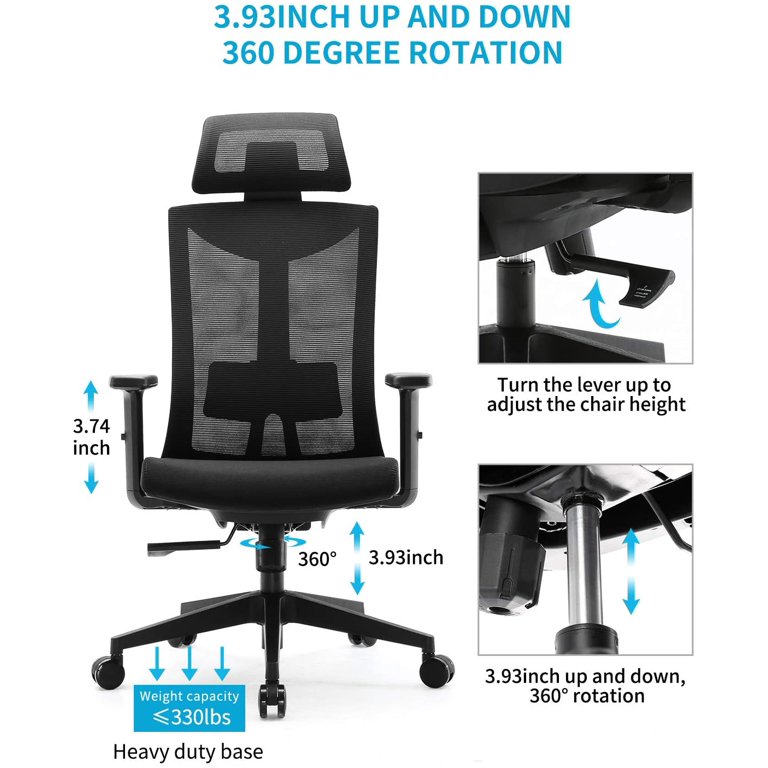 SIHOO Ergonomic Ofiice Chair Doro-C300, Auto-Adaptive Lumbar Support, 3D  Linkage Armrests, Computer Desk Chair with 4-Position Adjustable Backrest,  Mesh Office Chair for 300lbs, Black 