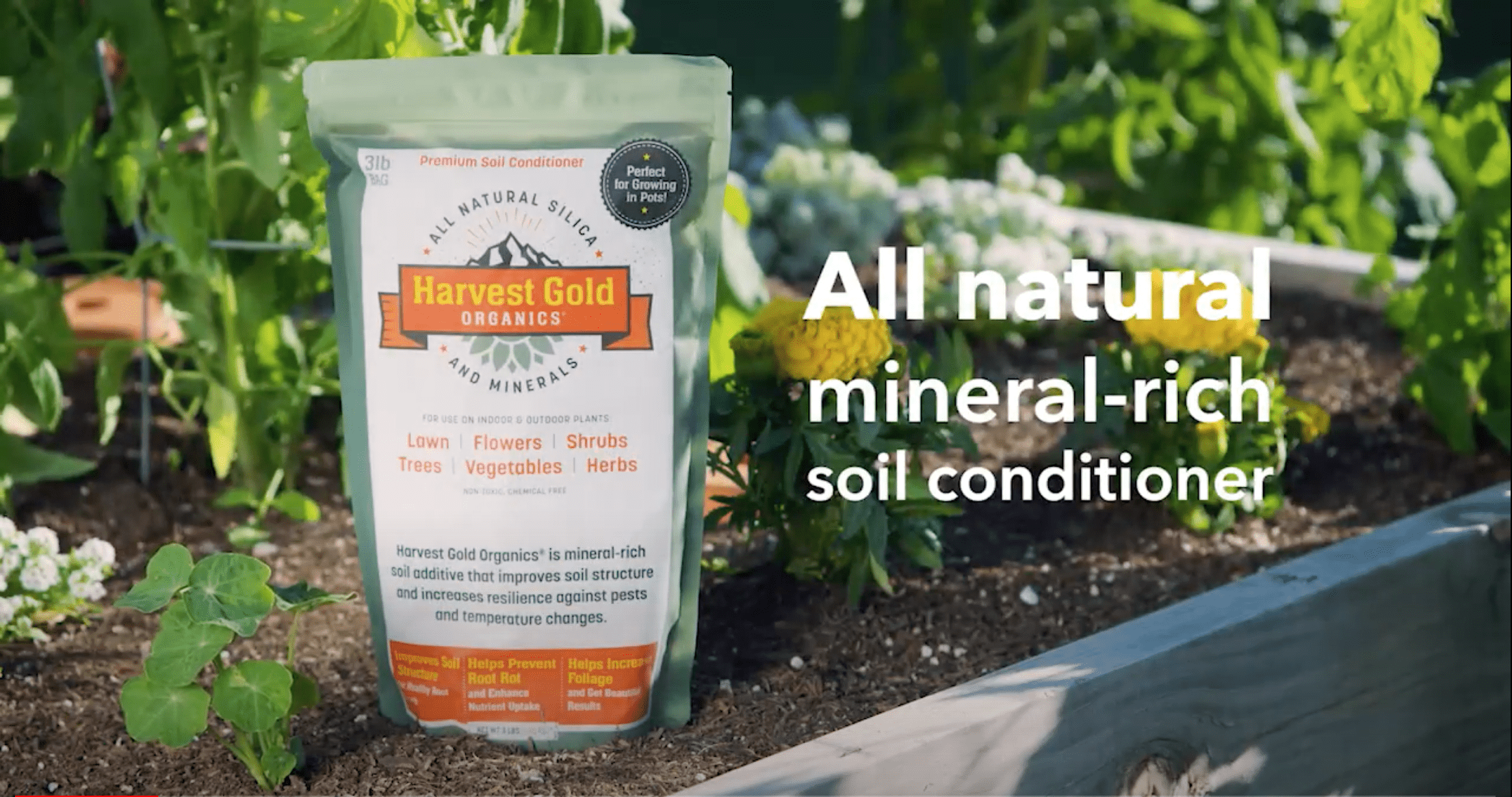 Provides Natural Silica and Micronutrients 15lb Bag All Purpose for Houseplants Certified for Organic Gardens Flowers Harvest Gold Organics Premium Soil Conditioner All Vegetables and Trees