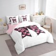 thumbnail image 3 of Manfei Cute Bow Knot 7 Pieces Bedding Comforter Set,Cartoon Lovea Pattern Full Bedding Set,Pink Black White Fitted Sheet Flat Sheet For Girls Teens,Luxury Bedroom Decor Reversible, 3 of 8