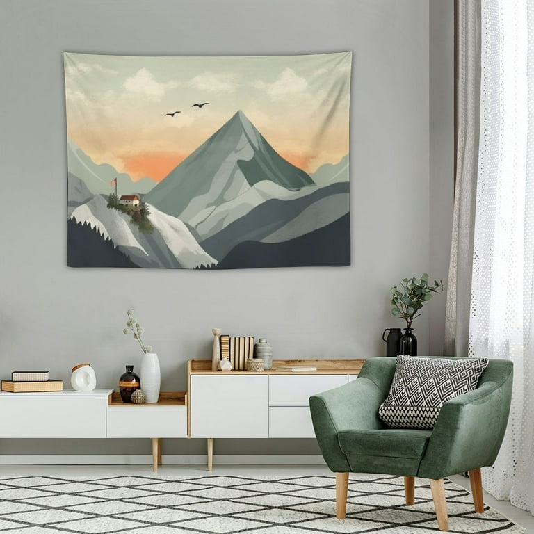 GOSMITH Sage Green Mountain Tapestry Boho Modern Sun Abstract Tapestries Mid Century Sunset Minimalist Neutral Tapestry Wall Hanging Decor for Bedroom Living Room 40x30inch Walmart
