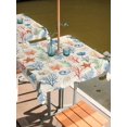 thumbnail image 2 of Outdoor Tablecloth with Umbrella Hole for Patio/Picnic/Party/Camping, Nautical Coastal Waterproof Table Cloth Square Cover Washable, Watercolor Ocean Turtle Coral Starfish Beige (54"x 54"), 2 of 8