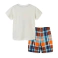 thumbnail image 5 of WIBACKER 100% Cotton 2PCS Summer Pajamas for Kids Boys Sleepwear Top and Plaid Shorts Toddler Boy Marine Animals Pjs Set 2-7T, 5 of 7