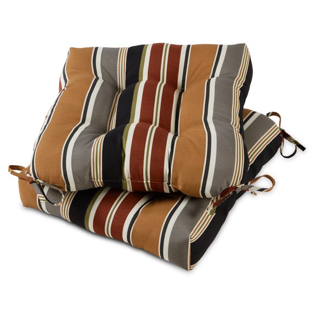 Brick Stripe 20 in. Square Plush Outdoor Chair Cushion, Set of 2
