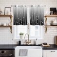 thumbnail image 2 of Black Flower Kitchen Curtains Small Short 39 Inch Length, Geometric Stripes Gradient Simple Branch Grommet Top Bedroom Living Room Curtains, Light Filtering Cafe Curtain Drapes 2 Panels Set 55''x39'', 2 of 9