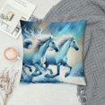 thumbnail image 2 of Orinice  Horse Throw Pillow Cushion Cover, 2 White Stallions Gallop on Snow Field Natural Landscape Winter Trees, Decorative Square Accent Pillow Case,  White, 2 of 5