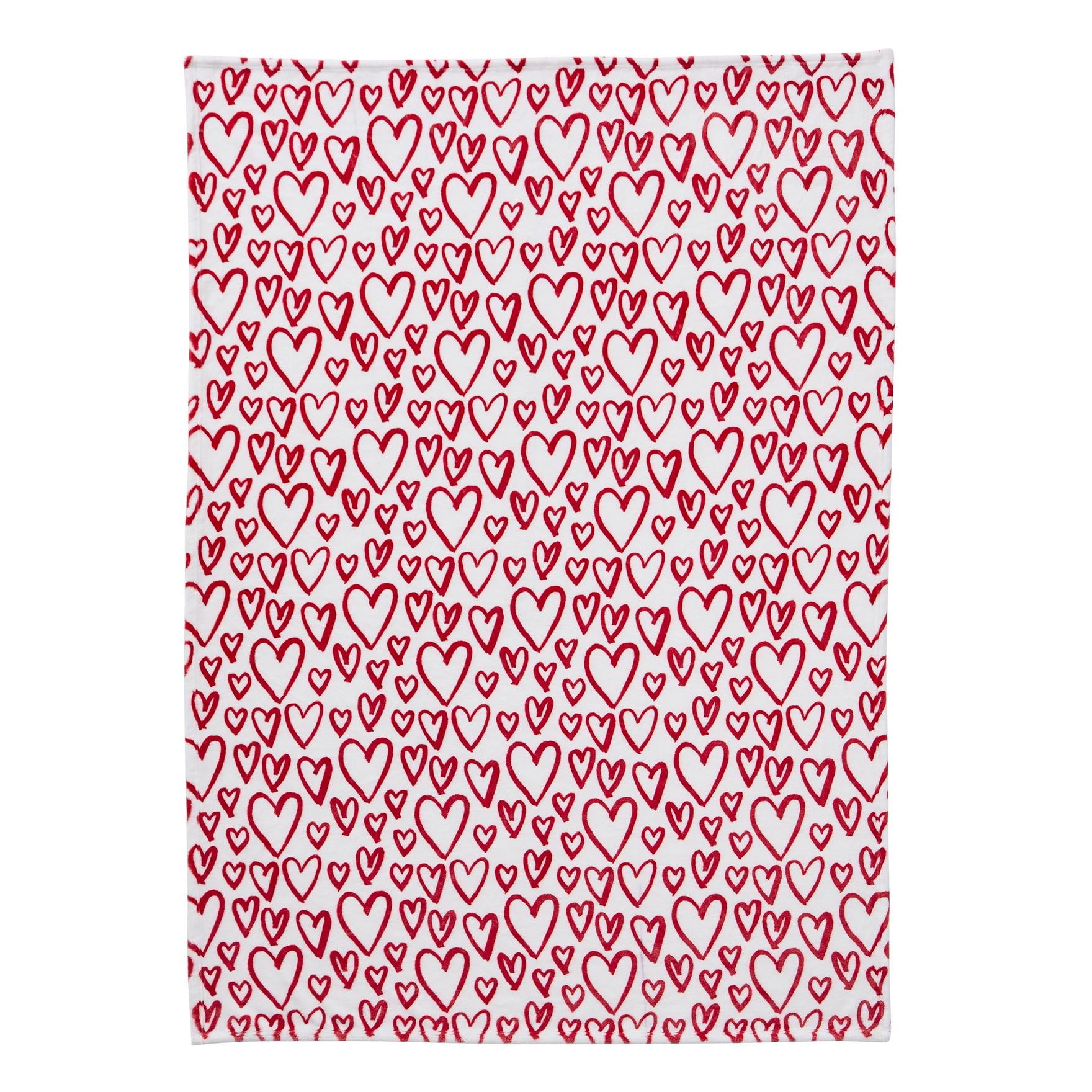 Hallmark Red/White Heartstring 50" x 70" Plush Throw Blanket
