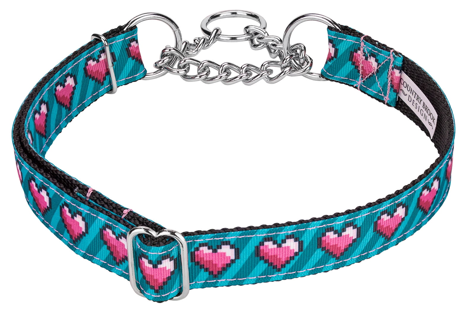 Country Brook Petz® 8bit Pixel Ribbon Half Check Dog Collar Limited