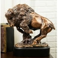 thumbnail image 1 of Grande Statue de Bison Rustique Western en Charge Fâchée, Fini Bronze Électroplacé, 1 of 7