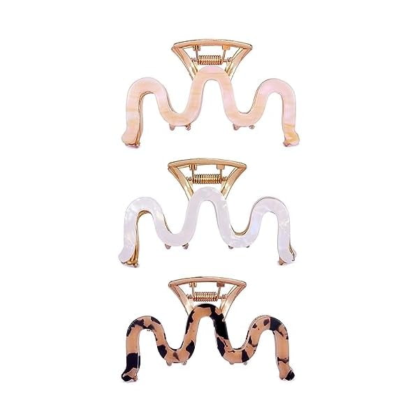 wonima11 Metal Hair Claw Clips 3.5 Inch Hair Clips Sinide Large Cellulose Acetate Cutout Tortoise Shell Barrettes Clips for Long Thick Thin Hair, Nonslip Hair Accessories for Women Ladies (3pcs)