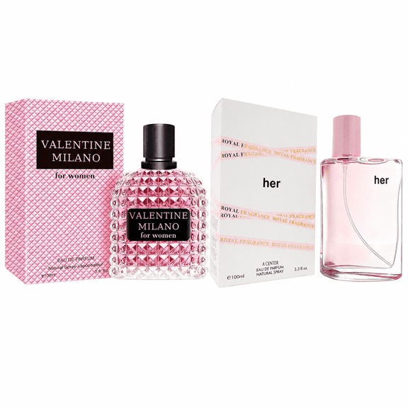 Valentine Milano Floral Fruity Perfume for Women&Her Perfume for Women,Sweet Feminine Notes, Fruits, Florals, Musk Fragrance, Luxury Perfumes,100ml*2
