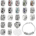 thumbnail image 2 of 20PCS Clip Lock Bead Charms Large Hole Beads Clip on Beads with 20PCS Silicon Rubber Stopper O-Rings Fit European Style Bracelet for Bracelet Jewelry Making, 2 of 6
