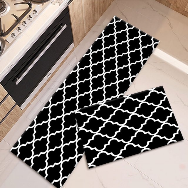 Alfombra de cocina absorbente, barro diatomeas suave alfombra del piso para el uso en frente fregadero, antideslizante, Linterna Negro