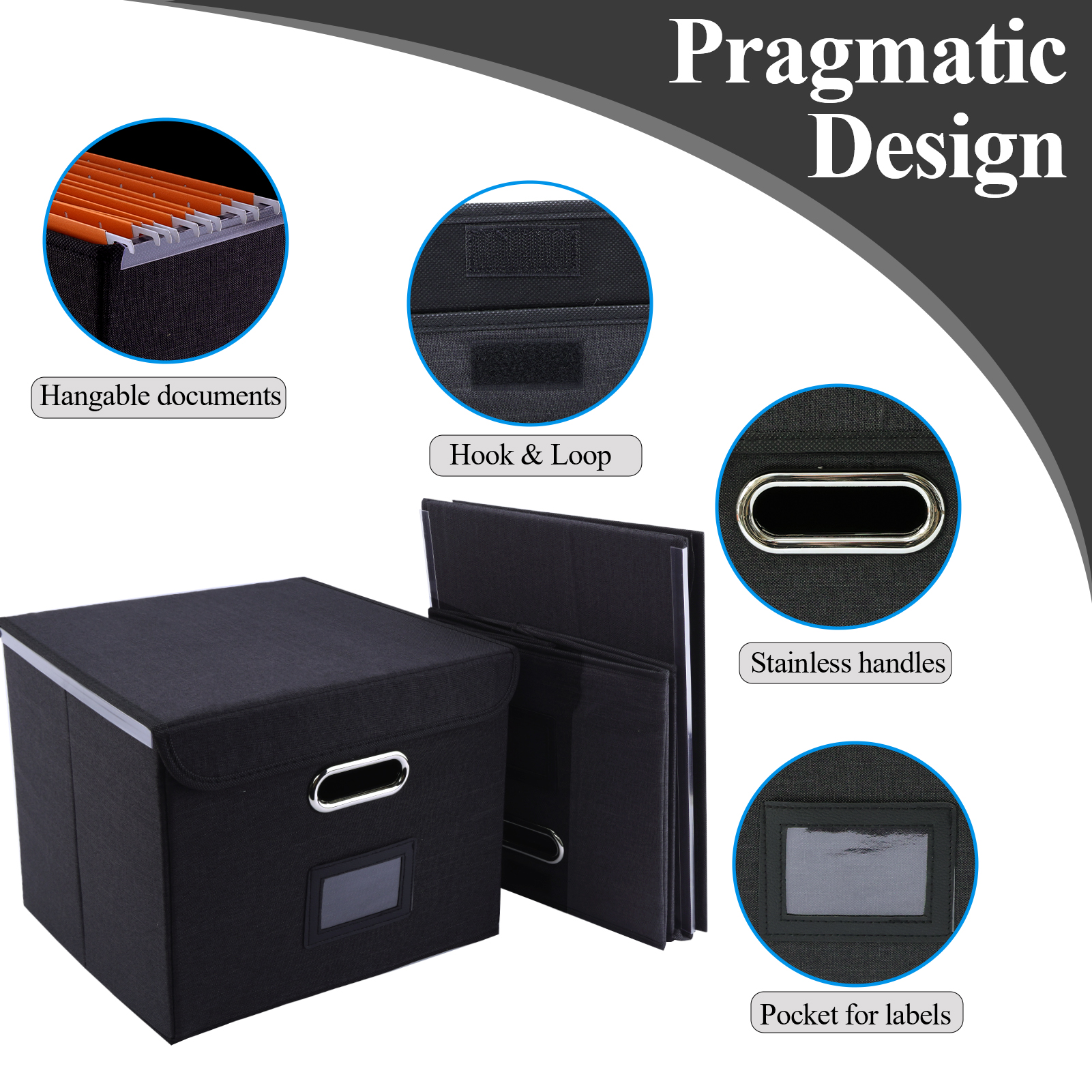 LANNEY Portable File Organizer Box with Lid and Slides photo 3
