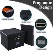 LANNEY File Organizer Box with Lid and Slides, Portable Folders Freestanding Document Organizer Hanging Legal Size Paper Files