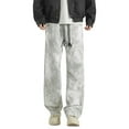 thumbnail image 3 of Mens Sweatpants,Men's Casual Pants Tie Dye Distressed Design Wide Leg Straight Loose Comfortable Spring Autumn Relaxed Trousers,Cargo Pants for Men,Size:3XL, 3 of 7