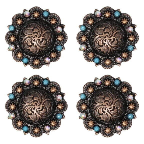 Concho 4 Conchos Rhinestone Horse Saddle Western Bridle Berry Turquoise Co96