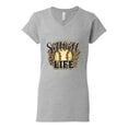 thumbnail image 3 of Softball Life Animal Print Girl Sports Women's Standard V-Neck Tee, Heather Grey, Large, 3 of 5