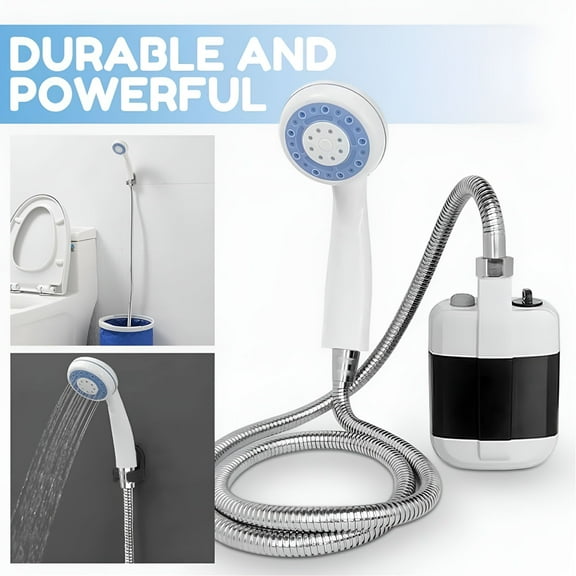 HIBIBUD Portable Camping Shower Pump - Rechargeable Outdoor Shower Sprayer, Pumps Water from Bucket. Experience Refreshment Anywhere, Perfect for Camping, Hiking, Travel, Car Washing & Pet Cleaning
