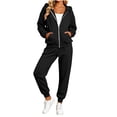 thumbnail image 6 of Jerdar Womens Matching Sweatsuit Zip Up Hoodie Jogger Pants Oversized Drop Shoulder Side Pockets Casual Workout Lounge Fall Winter Outfits L, 6 of 9