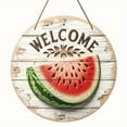 thumbnail image 2 of Rustic Farmhouse Watermelon Summer Wood Round Sign, 8 Inch Circle Wall Art for Front Door Porch Kitchen Home Decor, Hanging Wooden Pendant, 2 of 4