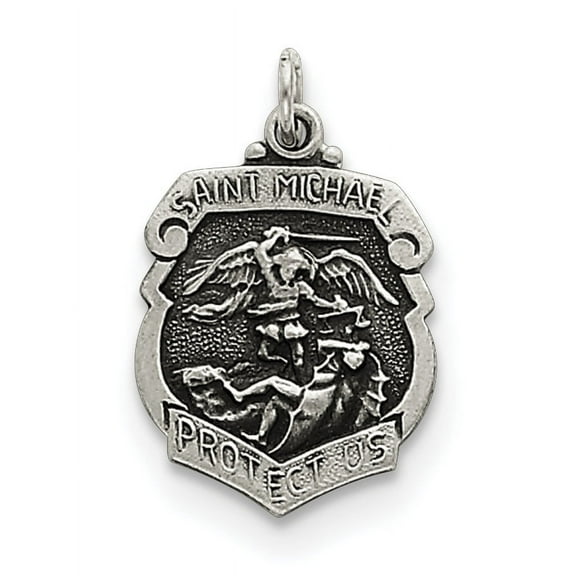 Sterling Silver St. Michael Badge Medal (22 X 15) Made In United States qc3612