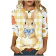 thumbnail image 3 of lcziwo Back to College Sale Easter Shirts for Women Spring 3/4 Sleeve Crewneck Blouses Novelty Eggs Pattern Tee Cute Rabbit Graphic Tunic 2025 Holiday Tops Yellow L, 3 of 6